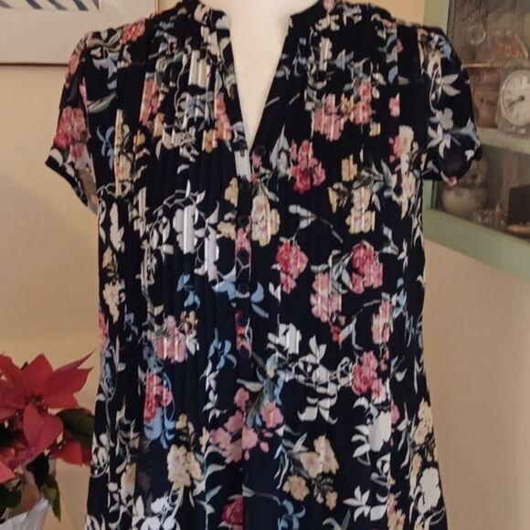 Robert Louis Semi-Sheer Dark Floral Dress - Picture 2 of 11